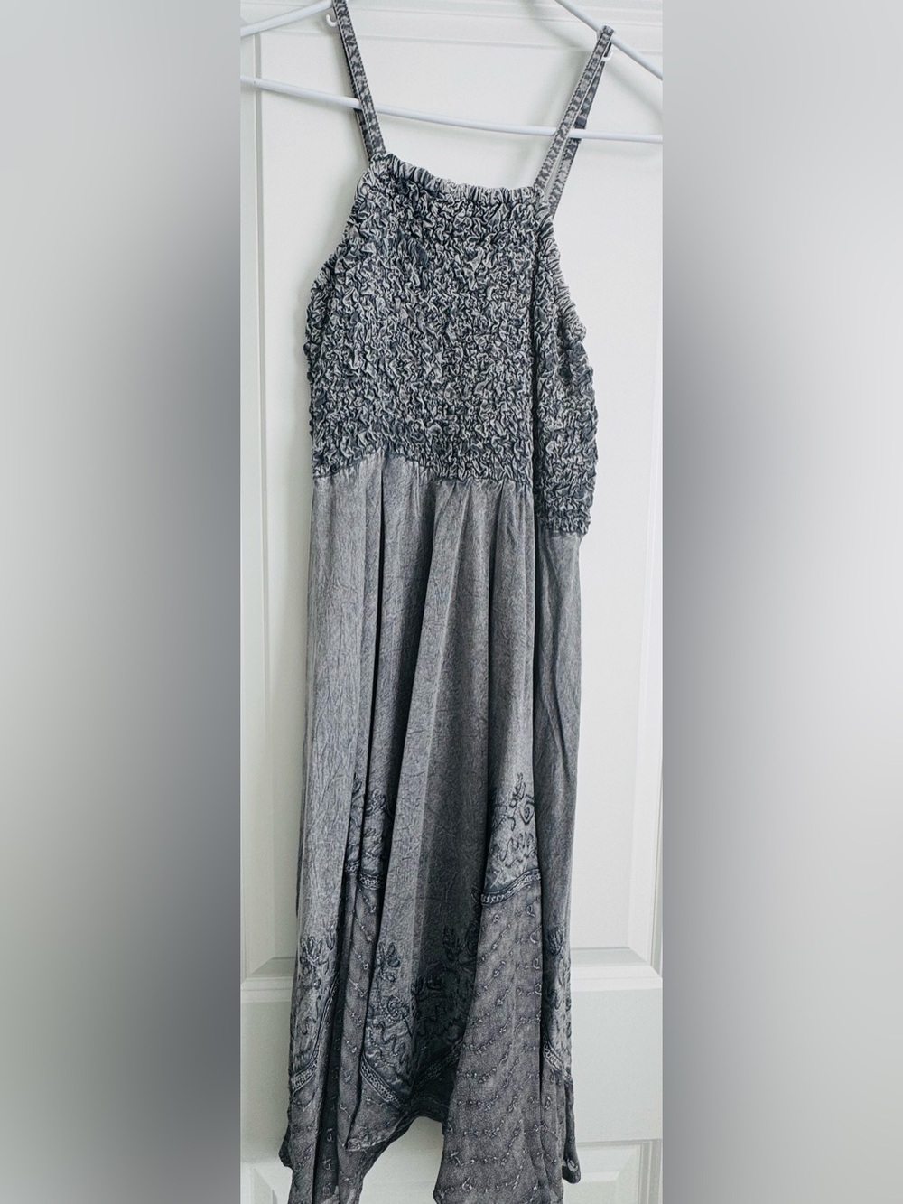Girls' Smocked Maxi Dress - Gray